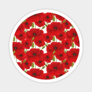 Red Poppy Flowers Pattern Magnet